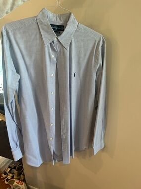 Ralph Lauren Blue Micro-Check Long-Sleeve Dress Shirt
